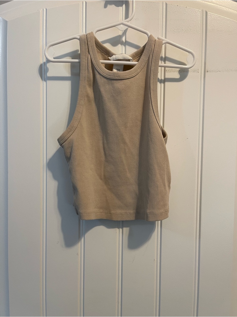 H&M Sleeveless Ribbed Crop Tank Top - Beige Fairy Coquette Layer Fall